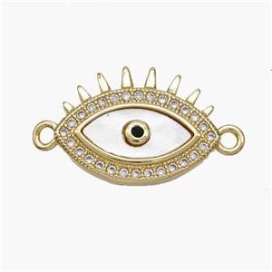 Copper Eye Connector Pave Shell Zirconia 18K Gold Plated, approx 13.5-18mm