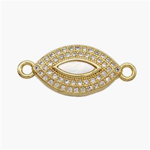 Copper Eye Connector Pave Shell Zirconia 18K Gold Plated, approx 10-18mm