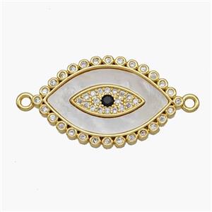 Copper Eye Connector Pave Shell Zirconia 18K Gold Plated, approx 15-24mm