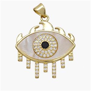 Copper Eye Pendant Pave Shell Zirconia 18K Gold Plated, approx 24-25mm