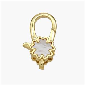 Copper Lobster Clasp Pave Shell 18K Gold Plated, approx 8-18mm