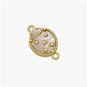 Copper Ladybug Connector Pave Shell Gold Plated, approx 10-12mm