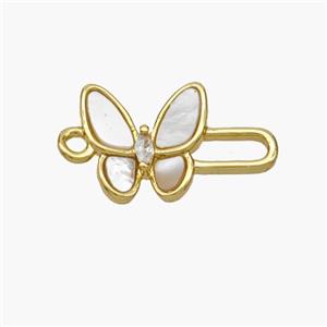 Copper Butterfly Connector Pave Shell Gold Plated, approx 10mm, 10-15mm