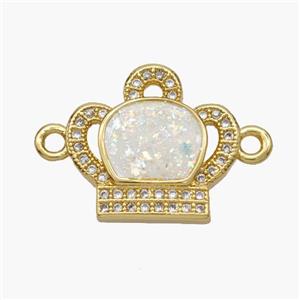 Copper Crown Connector Pave Fire Opal Zirconia 18K Gold Plated, approx 15-17mm