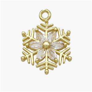 Copper Snowflake Pendant Micropave Zirconia Gold Plated, approx 17mm