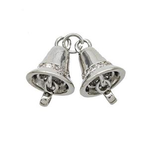 Copper Bell Pendant Pave Zirconia Platinum Plated, approx 9mm