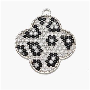 Copper Clover Pendant Micropave Zirconia Platinum Plated, approx 20mm