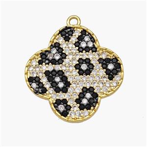 Copper Clover Pendant Micropave Zirconia Gold Plated, approx 20mm