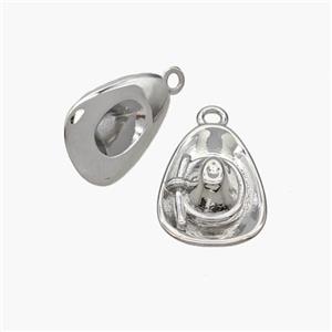 Hat Charms Copper Pendant Platinum Plated, approx 12-16mm