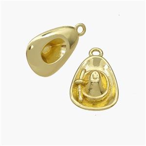 Hat Charms Copper Pendant Gold Plated, approx 12-16mm