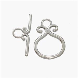 Copper Toggle Clasp Platinum Plated, approx 17-22mm, 9-23mm