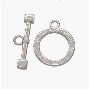 Copper Toggle Clasp Platinum Plated, approx 14mm, 22mm