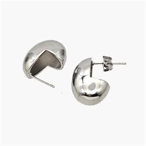 Copper Stud Earrings Platinum Plated, approx 14-19mm