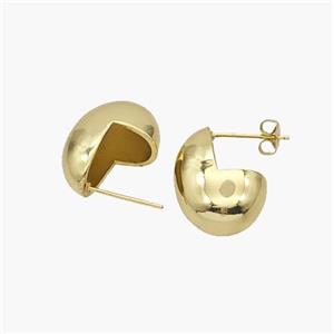 Copper Stud Earrings Gold Plated, approx 14-19mm