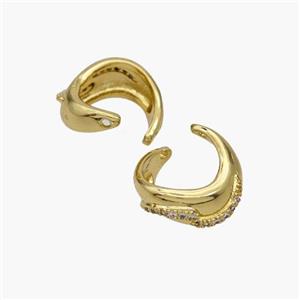 Copper Clip Earrings Pave Zirconia Gold Plated, approx 7mm, 15mm dia