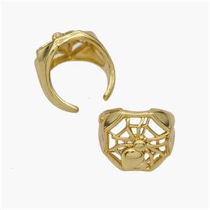 Copper Clip Earrings Spider Gold Plated, approx 12.5mm, 15mm dia