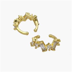 Copper Clip Earrings Pave Zirconia Gold Plated, approx 6.5mm, 17mm dia