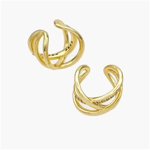 Copper Clip Earrings Pave Zirconia Gold Plated, approx 11mm, 15.5mm dia