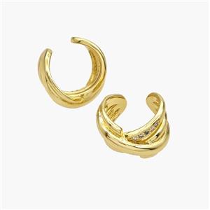 Copper Clip Earrings Pave Zirconia Gold Plated, approx 10mm, 15mm dia