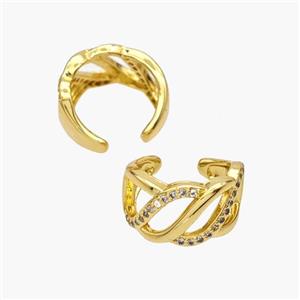 Copper Clip Earrings Pave Zirconia Gold Plated, approx 9mm, 15mm dia