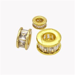 Copper Heishi Spacer Beads Pave Zirconia Gold Plated, approx 10mm