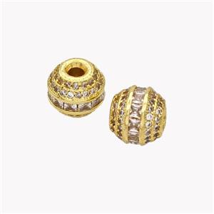 Copper Round Beads Micropave Zirconia Gold Plated, approx 9mm