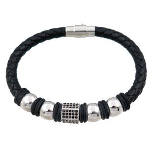 PU leather bracelet with magnetic clasp, approx 6mm, 70mm dia