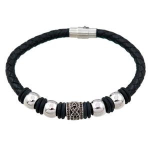 PU leather bracelet with magnetic clasp, approx 6mm, 70mm dia