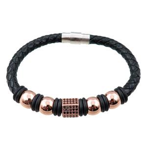 PU leather bracelet with magnetic clasp, approx 6mm, 70mm dia