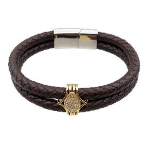 PU leather bracelet with magnetic clasp, approx 12mm, 70mm dia