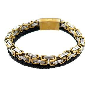 PU leather bracelet with magnetic clasp, stainless steel, approx 12mm, 70mm dia