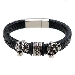 PU leather bracelet with magnetic clasp, approx 12mm, 70mm dia