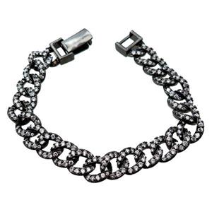 copper bracelet pave zircon, black gunmetal plated, approx 10mm, 20cm length