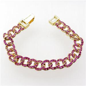 copper bracelet pave zircon, gold plated, approx 10mm, 20cm length