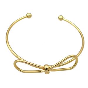 copper bangle with knot, adjustable, gold plated, approx 2mm thickness, 60mm dia