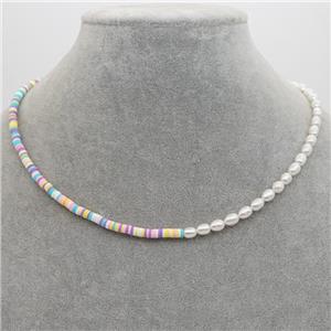 Pearl Necklace with polymer clay, approx 4mm, 40-45cm length