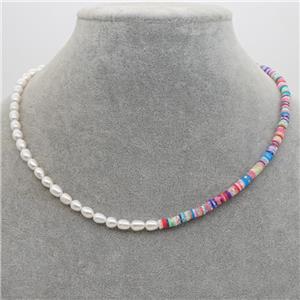 Pearl Necklace with polymer clay, approx 4mm, 40-45cm length