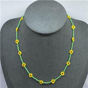 handmade Necklace with miyuki glass, braid flower, approx 2mm, 40-45cm length