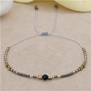 handmade miyuki seed glass Bracelet with spinel, adjustable, approx 4mm, 16-24cm length