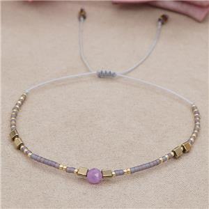 handmade miyuki glass Bracelet with gemstone, adjustable, approx 4mm, 16-24cm length