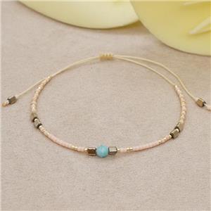 handmade miyuki glass Bracelet with gemstone, adjustable, approx 4mm, 16-24cm length