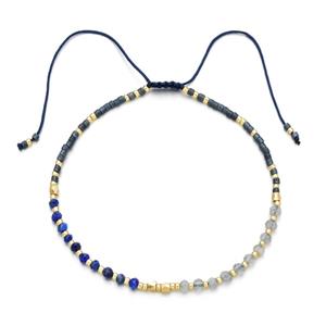 Lapis Bracelet with moonstone, adjustable, approx 3mm, 16-24cm length