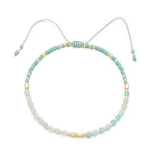 Amazonite Bracelet with Aquamarine, adjustable, approx 3mm, 16-24cm length