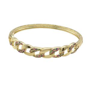 Copper Bangle Pave Zircon Gold Plated, approx 9mm, 53-57mm