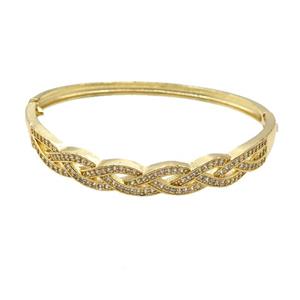 Copper Bangle Pave Zircon Gold Plated, approx 8mm, 50-60mm