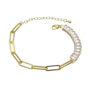 Copper Bracelets Pave Zircon Gold Plated, approx 7mm, 5-15mm, 15-20cm length