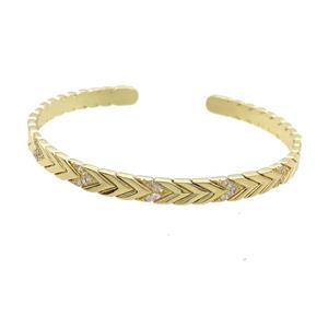 Copper Bangle Pave Zircon Gold Plated, approx 6mm, 55-65mm