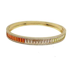 Copper Bangle Pave Multicolor Zircon Gold Plated, approx 8mm, 50-60mm