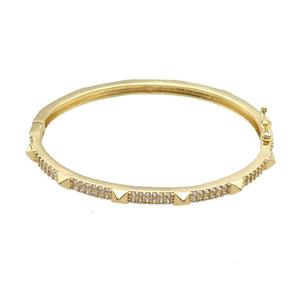 Copper Bangle Pave Zircon Gold Plated, approx 4mm, 50-60mm