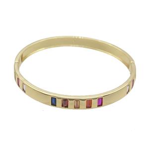 Copper Bangle Pave Multicolor Zircon Gold Plated, approx 6.5mm, 50-60mm